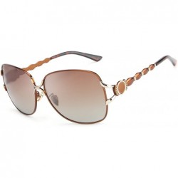 Oversized Womens Designer Oversized Metal Frame Sunglasses Polarized H008 - Brown - CQ17Z59A0OG $67.90