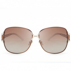 Oversized Womens Designer Oversized Metal Frame Sunglasses Polarized H008 - Brown - CQ17Z59A0OG $30.86
