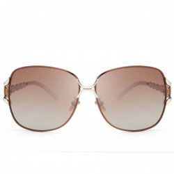Oversized Womens Designer Oversized Metal Frame Sunglasses Polarized H008 - Brown - CQ17Z59A0OG $30.86