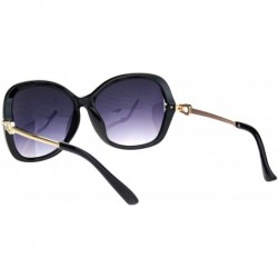 Butterfly Rhinestone Iced Hinge Side Exposed Lens Plastic Butterfly Sunglasses - Black Smoke - CN18L938923 $15.16