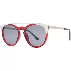 Oval New fashion luxury metal frame trend brand designer double nose beam unisex sunglasses UV400 - Red - C218M979895 $22.10
