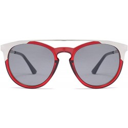 Oval New fashion luxury metal frame trend brand designer double nose beam unisex sunglasses UV400 - Red - C218M979895 $11.35