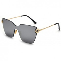 Oversized Oversized Frameless Sunglasses Designer Rectangle - Silver - CU18QCSIN3W $24.10