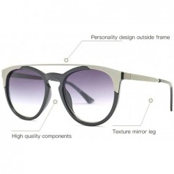Oval New fashion luxury metal frame trend brand designer double nose beam unisex sunglasses UV400 - Red - C218M979895 $11.35
