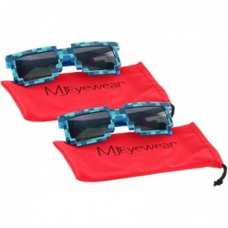 Wayfarer 8-Bit Pixel Retro Novelty Gamer Geek Sunglasses Adult Size - 2 Blue - CF12ODM2873 $17.87