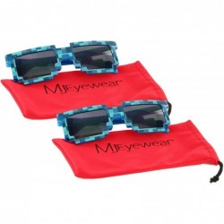 Wayfarer 8-Bit Pixel Retro Novelty Gamer Geek Sunglasses Adult Size - 2 Blue - CF12ODM2873 $10.44