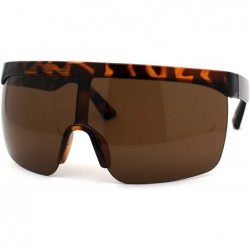 Oversized Flat Top Half Rim Oversize Shield Retro Sunglasses - Tortoise Brown - CH19624NEST $23.00