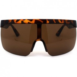 Oversized Flat Top Half Rim Oversize Shield Retro Sunglasses - Tortoise Brown - CH19624NEST $13.62