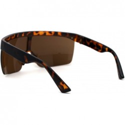 Oversized Flat Top Half Rim Oversize Shield Retro Sunglasses - Tortoise Brown - CH19624NEST $13.62