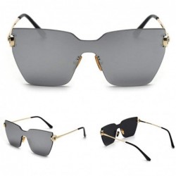 Oversized Oversized Frameless Sunglasses Designer Rectangle - Silver - CU18QCSIN3W $9.90