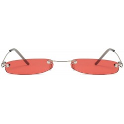 Rimless Super Small Fashion Chic Rimless Sunglasses 2018 Design HD Candy Color Clear Lens (red) - C018E658U7L $11.88