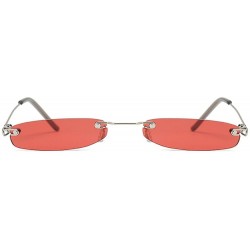 Rimless Super Small Fashion Chic Rimless Sunglasses 2018 Design HD Candy Color Clear Lens (red) - C018E658U7L $11.88