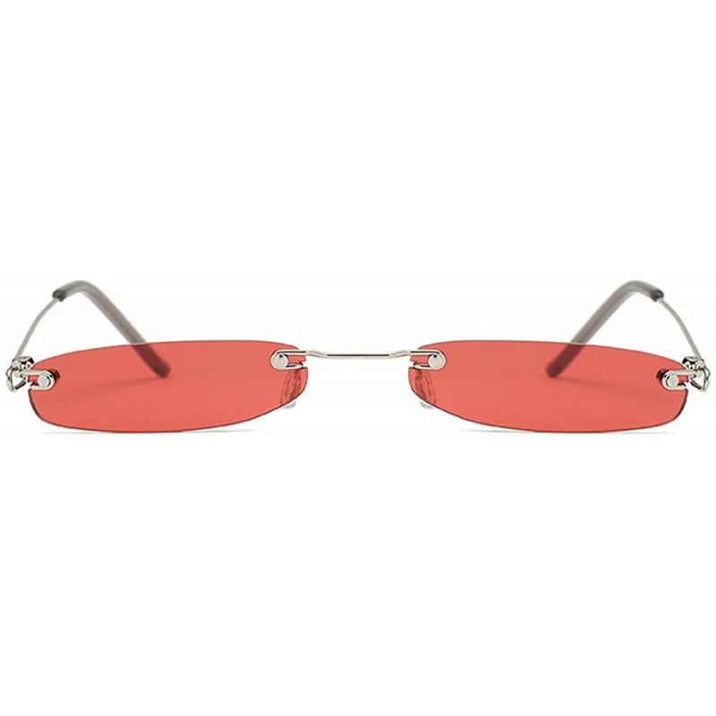 Rimless Super Small Fashion Chic Rimless Sunglasses 2018 Design HD Candy Color Clear Lens (red) - C018E658U7L $11.88