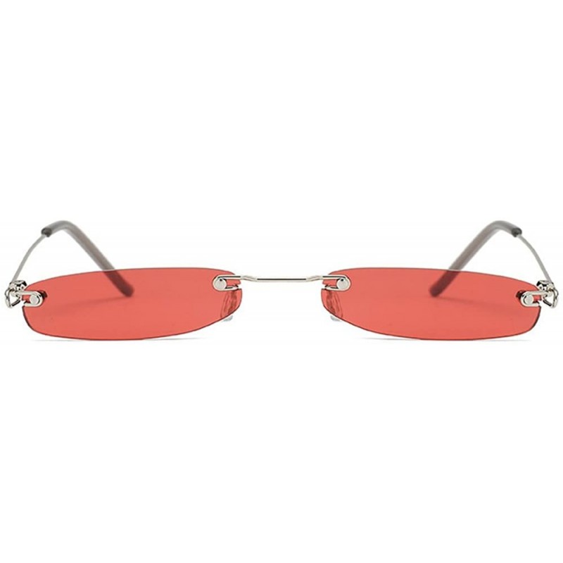 Rimless Super Small Fashion Chic Rimless Sunglasses 2018 Design HD Candy Color Clear Lens (red) - C018E658U7L $11.88