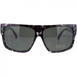 Rectangular Unisex Mobster Flat Top Rectangular Metalic Animal Print Sunglasses - Purple Leopard - C411N3BRENV $18.13