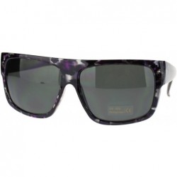 Rectangular Unisex Mobster Flat Top Rectangular Metalic Animal Print Sunglasses - Purple Leopard - C411N3BRENV $11.18