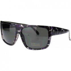 Rectangular Unisex Mobster Flat Top Rectangular Metalic Animal Print Sunglasses - Purple Leopard - C411N3BRENV $11.18