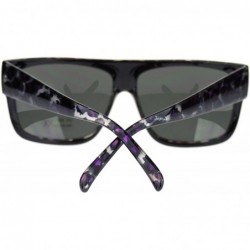 Rectangular Unisex Mobster Flat Top Rectangular Metalic Animal Print Sunglasses - Purple Leopard - C411N3BRENV $11.18