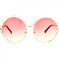 Round Womens Round Double Wire Metal Rim Oversize Circle Lens Sunglasses - Red Yellow - C812CDS8TSN $15.05