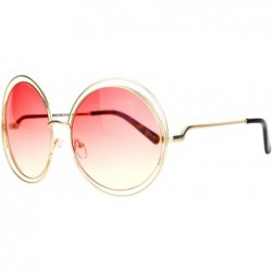Round Womens Round Double Wire Metal Rim Oversize Circle Lens Sunglasses - Red Yellow - C812CDS8TSN $15.05