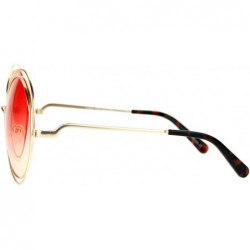 Round Womens Round Double Wire Metal Rim Oversize Circle Lens Sunglasses - Red Yellow - C812CDS8TSN $15.05