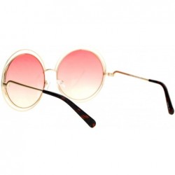 Round Womens Round Double Wire Metal Rim Oversize Circle Lens Sunglasses - Red Yellow - C812CDS8TSN $15.05