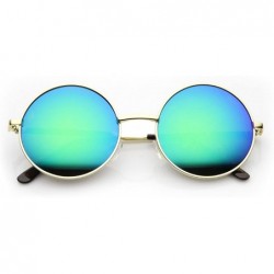 Round Round Large Lennon Style Flash Mirror Festival Sunglasses - Gold Midnight - C411XOOC74N $21.17