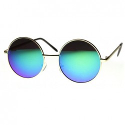 Round Round Large Lennon Style Flash Mirror Festival Sunglasses - Gold Midnight - C411XOOC74N $9.73