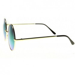 Round Round Large Lennon Style Flash Mirror Festival Sunglasses - Gold Midnight - C411XOOC74N $9.73