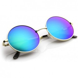 Round Round Large Lennon Style Flash Mirror Festival Sunglasses - Gold Midnight - C411XOOC74N $9.73