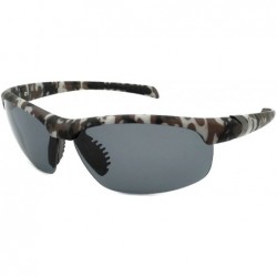Semi-rimless Sports Sunglasses with 1.1 mm Polarized Lens 570008CAMO-P1 - Brown/White/Black - C8128K8IZYN $18.13