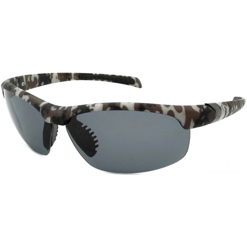 Semi-rimless Sports Sunglasses with 1.1 mm Polarized Lens 570008CAMO-P1 - Brown/White/Black - C8128K8IZYN $18.13