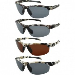 Semi-rimless Sports Sunglasses with 1.1 mm Polarized Lens 570008CAMO-P1 - Brown/White/Black - C8128K8IZYN $18.13