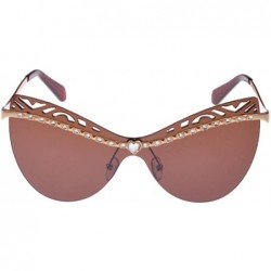 Butterfly Lady Sunglasses Hollow Lens Diamond Frame Designed Lady Gaga Style - Gold/Brown - CP1218U57NH $13.16