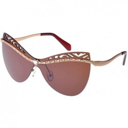 Butterfly Lady Sunglasses Hollow Lens Diamond Frame Designed Lady Gaga Style - Gold/Brown - CP1218U57NH $13.16