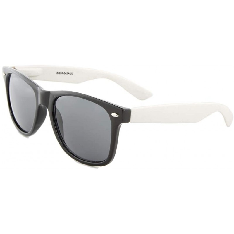 Round Retro Classic Sunglasses Men Women Shades Dark Lens - Black & White - CL18XA62942 $9.57