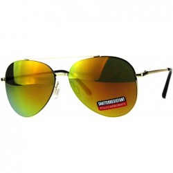 Aviator Unisex Aviator Sunglasses Thin Metal Spring Hinge Frame UV 400 - Gold (Orange Mirror) - C018HMZUR3G $22.40