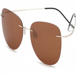 Rectangular Polarized Sunglasses Polaroid Light Designer Rimless Polaroid Gafas Men Sun Glasses Eyewear - Zp2117-c3 - C918Y5C...