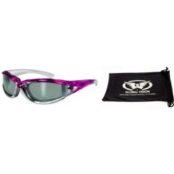 Goggle Padded Women Lady Motorcycle Sunglasses Glasses Pink and Chrome With Storage Bag - CR1194EF343 $30.48