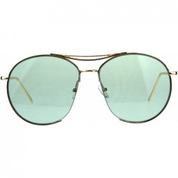 Round Exposed Lens Luxury Metal Rim Oceanic Round Designer Pilots Sunglasses - Green - C518C9DNRWX $15.01