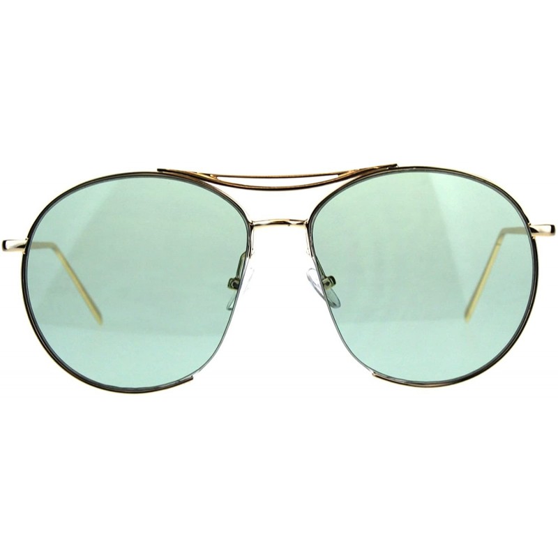 Round Exposed Lens Luxury Metal Rim Oceanic Round Designer Pilots Sunglasses - Green - C518C9DNRWX $15.01