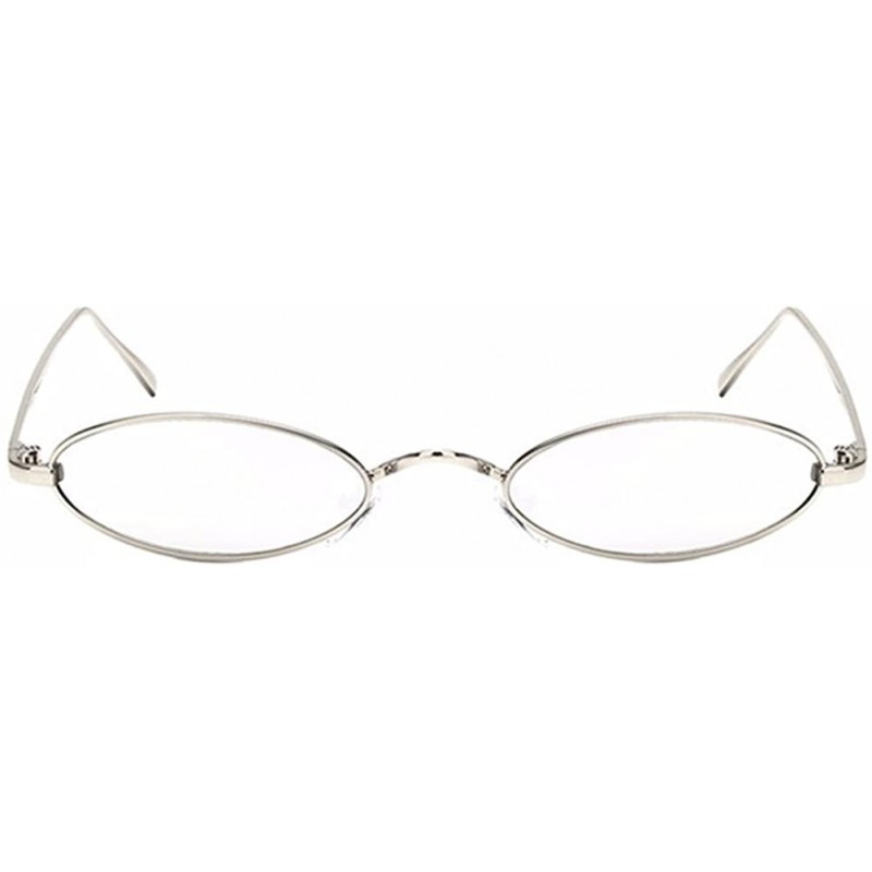 Oval Women Fashion Retro Small Oval Metal Frame Sunglasses Eyewear UV400 - Silver Metal Frame+silver Lens - CO18D6RMTUK $11.28