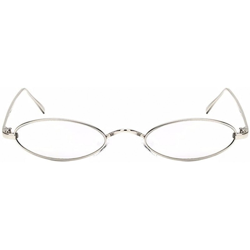 Oval Women Fashion Retro Small Oval Metal Frame Sunglasses Eyewear UV400 - Silver Metal Frame+silver Lens - CO18D6RMTUK $11.28