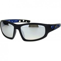 Sport Xloop Sunglasses Mens Sports Shades Oval Rectangular Wrap Around UV 400 - Matte Black Blue - CF18UE7MHIG $19.01