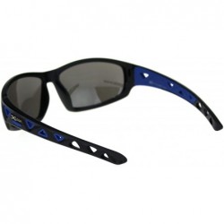 Sport Xloop Sunglasses Mens Sports Shades Oval Rectangular Wrap Around UV 400 - Matte Black Blue - CF18UE7MHIG $11.56