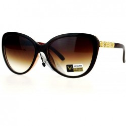 Oversized Rose Metal Jewel Arm Oversize Cat Eye Sunglasses - Brown - CD12EDWW0AJ $23.28