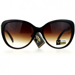 Oversized Rose Metal Jewel Arm Oversize Cat Eye Sunglasses - Brown - CD12EDWW0AJ $9.80