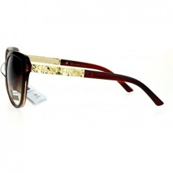 Oversized Rose Metal Jewel Arm Oversize Cat Eye Sunglasses - Brown - CD12EDWW0AJ $9.80