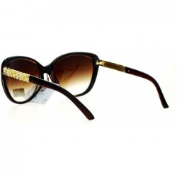 Oversized Rose Metal Jewel Arm Oversize Cat Eye Sunglasses - Brown - CD12EDWW0AJ $9.80