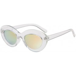 Oval Women Men Vintage Cat Eye Oval Shape Big Frame Sunglasses Eyewear Retro Unisex Luxury Accessory (Multicolor) - CW195MAAQ...